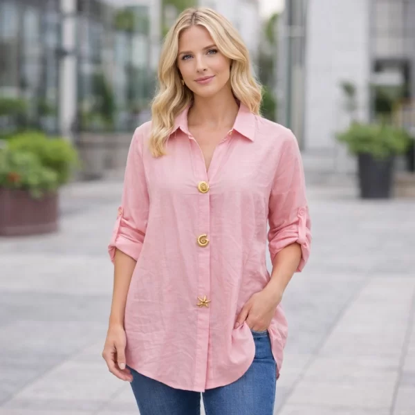 ΠΟΥΚΑΜΙΣΟ ΜΕ ΓΥΡΙΣΤΟ ΜΑΝΙΚΙ Ροζ