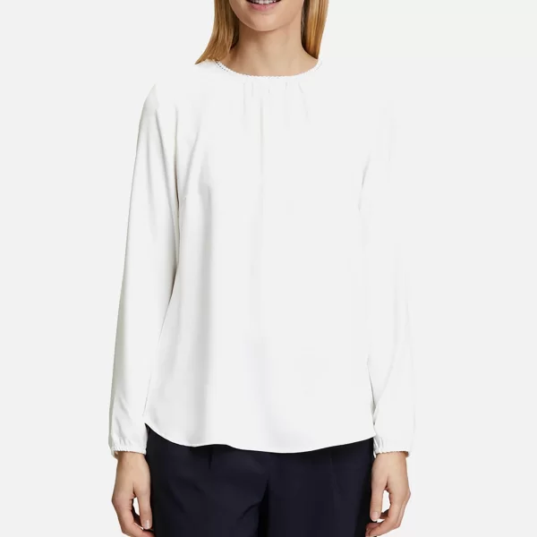 Betty Barclay γυναικεία μπλούζα μονόχρωμη με κυματιστή λεπτομέρεια - 8659/2446 Λευκό
