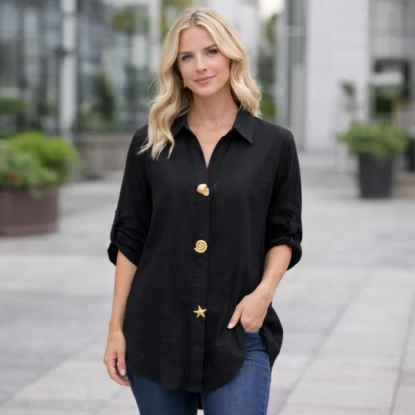 DRESS UP ΠΟΥΚΑΜΙΣΟ ΜΕ ΓΥΡΙΣΤΟ ΜΑΝΙΚΙ Μαύρο