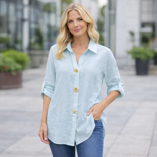 DRESS UP ΠΟΥΚΑΜΙΣΟ ΜΕ ΓΥΡΙΣΤΟ ΜΑΝΙΚΙ Σιέλ