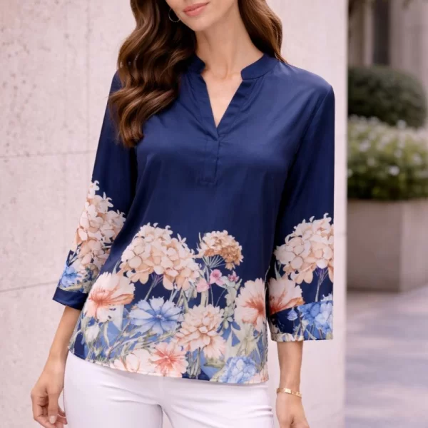 DRESS UP ΜΠΛΟΥΖΑ ΣΑΤΕΝ ΜΕ FLORAL PRINT Μπλε