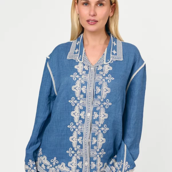 DRESS UP ΠΟΥΚΑΜΙΣΟ BOHO ΜΕ ΚΕΝΤΗΜΑ Μπλε