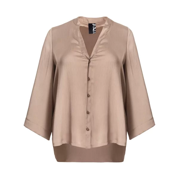 MAT FASHION Σατέν πουκάμισο με μάο γιακά