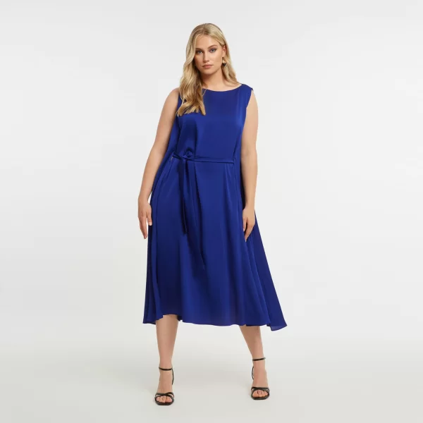 Σατέν αμάνικο φόρεμα με ζώνη