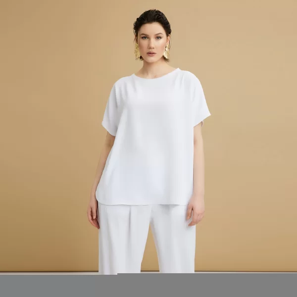 Μπλούζα κρεπ airwashed με στρογγυλή λαιμόκοψη