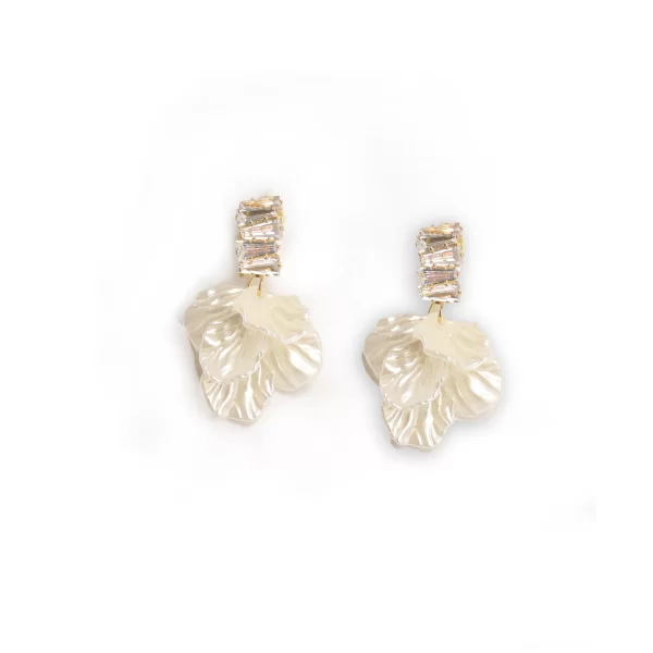 Κρεμαστά σκουλαρίκια με strass & πέταλα