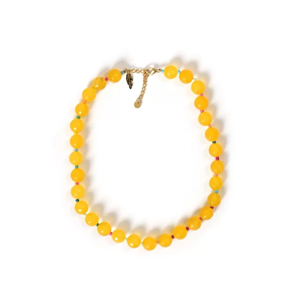 MAT FASHION Κολιέ με κίτρινες πέτρες