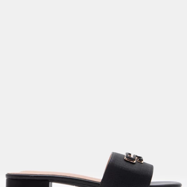 Σανδάλια Flatform με Διακοσμητική Αγκράφα - Μαύρο