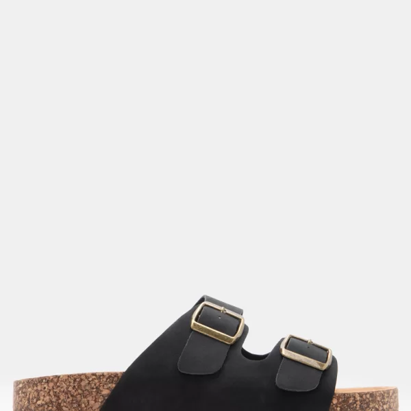 LUIGI DESIGN - Σανδάλια Flatform με Διπλές Τόκες - Μαύρο